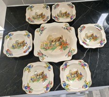 Vintage 1930s 7 Piece Dessert/soup Bowl Set A BIT OF OLD ENGLAND Falcon Ware