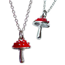 Magic Mushroom Pendant Fly Agaric Red Enamel Necklace 925 Silver Jewellery Boxed