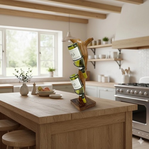 Handmade oak wine rack with - wine,