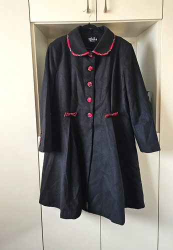 Hell bunny black long overcoat - black,