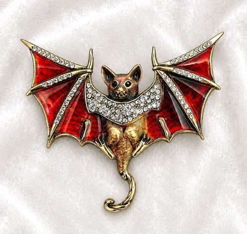 Gothic flying bat brooch - gothic,