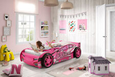 Girls Pink Racing Car Bed - 3ft Single Bed