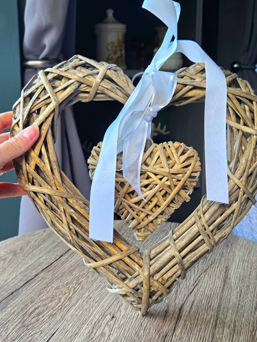 Wicker double heart wall - heart,