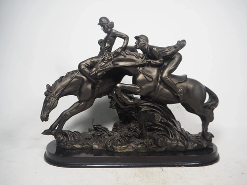 Horses jockeys sculpture - &,