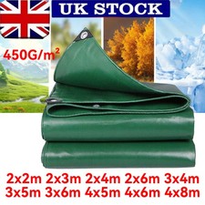 450GSM PVC Tarpaulin Extra Heavy Duty Waterproof Cover Tarp Ground Sheet Mesh UK