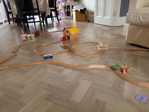 Wooden train track set - set,, some