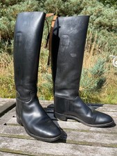 Antique vtg black leather tall riding hunting boots Anello and & Davide 4 4.5