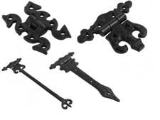 PAIR OF CAST IRON VINTAGE OLD ENGLISH CLASSIC DOOR GATE CUPBOARD CABINET HINGES