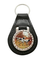 English Setters by Thomas Blinks Leather Key Fob