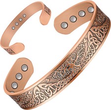 MEN'S PURE COPPER MAGNETIC BRACELET CARPAL TUNNEL BANGLE ARTHRITIS PAIN RELIEF