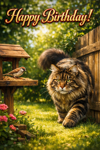 Maine coon cat birthday - cat,