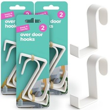 4-6 Plastic Over Door Hooks Clothes Coat Jacket Hat Bag Hanger Rack Space Saving