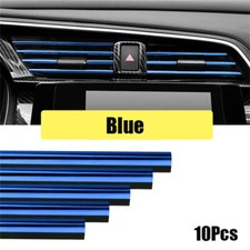 10x Car Auto Accessories Air Conditioner Air Outlet Decoration Strip Cover Blue