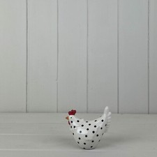 Black Ceramic Speckled Chicken Polka Dot Hen Shelf Sitter Ornament Home Figurine
