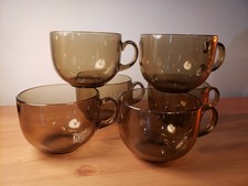 Vintage Lot (6) Luminarc France Jumbo Eclipse Mug 20 oz - Amber Glass Cup 600 ml
