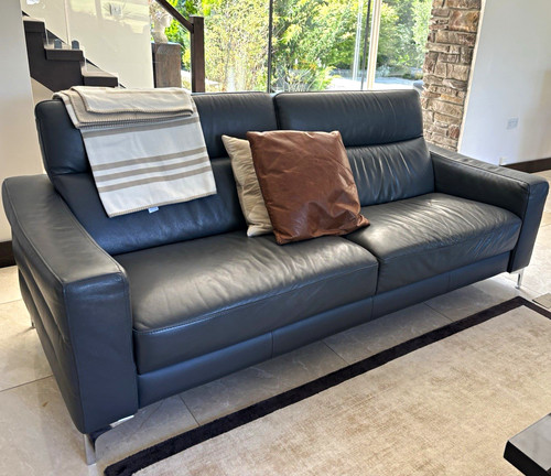 Natuzzi grey leather sofa - natuzzi,