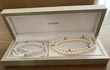 H. Samuel Pearl Jewellery Set – Necklace & Bracelet – 17" Beaded Silver Tone
