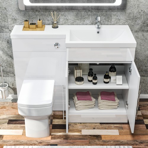 White bathroom vanity unit - bathroom,