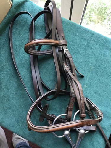 Leather bridle with reins - fs,