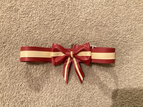 Latex bow choker - choker, red/cream
