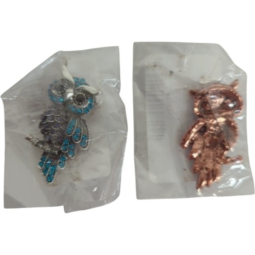 Owl design brooch colourful - 2x,