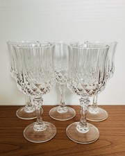 5 X Cristal D’arques Longchamp Lead Crystal Wine Glasses Vintage Paris France 