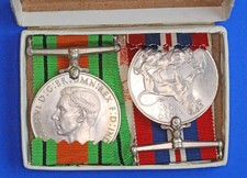 WW2 George VI Defence & War Medals with box & letter, HEGGINS            [33672]