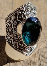  paraiba tourmaline ring solid silver 925 weight 11.2g