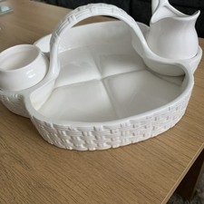 Strawberry Basket with Cream Jug and Sugar Bowl