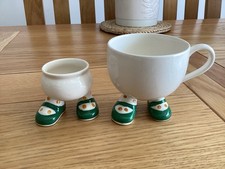 Carlton Ware - Walking Ware Egg Cup & Cup - Matching set, Green + Orange Spots