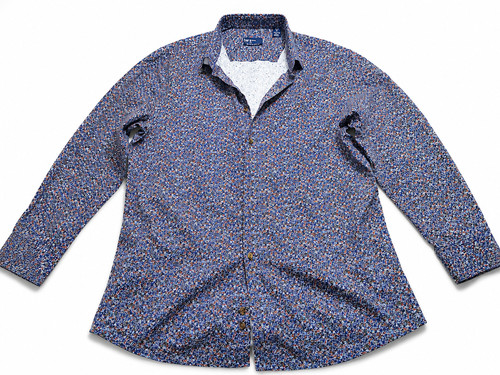 Navy floral bar slim fit - floral, |||