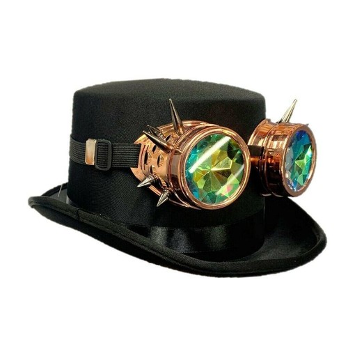 Steampunk black top hat with - top,