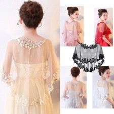 Bridal Wedding Wrap Lace Tulle Appliques Shawl Shrug Cape Shoulder Cover Bolero❤