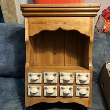 Solid Pine Wall Shelf with 8