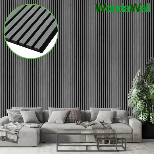 Grey wood acoustic slat wall - grey,