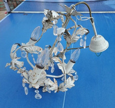 Shabby chic metal chandalier with glass pendants