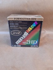 Maxell MF2HD 1.44mb Floppy Disks x10 Multi-Colour Coloured Discs Factory Sealed 