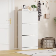 3 Drawer Shoe Cabinet Cupboard Storage Footwear Stand Wooden Rack Unit White