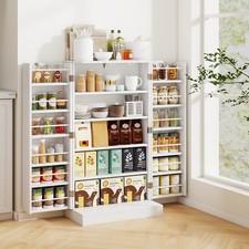 Kitchen Cupboard Storage Cabinet Wood Pantry Cabinet with 17 Shelves White