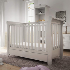 Eva Sleigh Cot Bed Drop Side with Drawer & Include Mattress