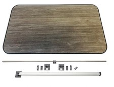 OAK BROWN TABLE & BLACK TRIM + FOLDING LEG KIT - Caravan/Campervan