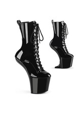 Pleaser USA Craze-1040 Black Heelless Platform Lace-Up Front Ankle Boots UK10