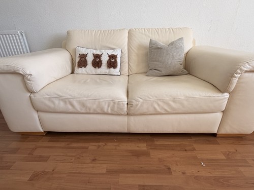 Natuzzi beige leather seater - beige,