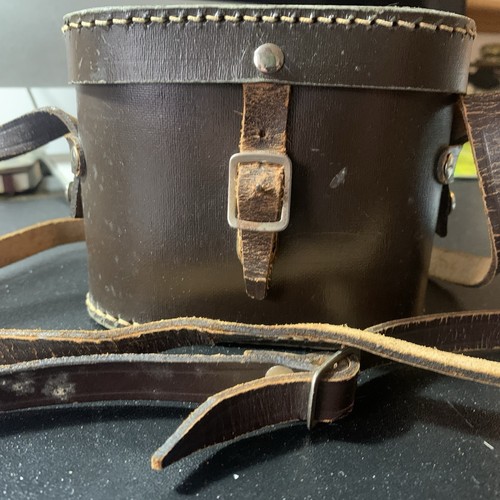 Vintage leather binocular case - leather,