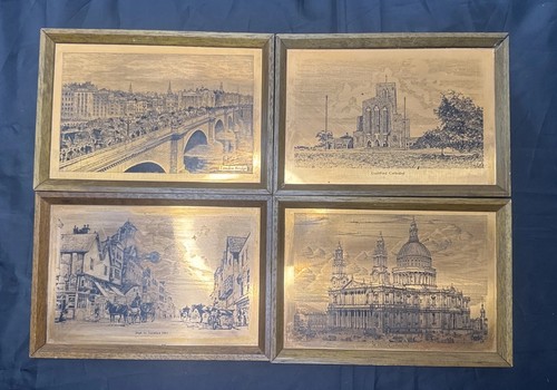 Vintage set etched - set, of
