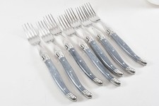 C22X04- 7x fork metal handle plastic probably Laguiole in case 