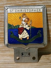 Lovely Example Vintage JR Gaunt London St Christopher Enamel Car Badge 9cm High