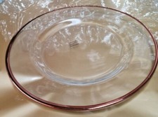 Set of 12 Elegant Glass Charger Plates with Metallic Gold/Rose Gold Rim - 33cmD