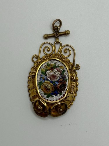 Antique micro mosaic pendant - antique,