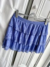 Ladies Pale Purple Violet Lace Rara Skirt Ruffle Tiers 80s Party Size 12 14